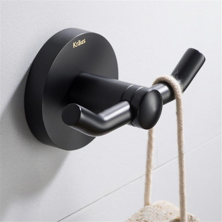 Doba-Bnt Elie Bathroom Robe & Towel Double Hook, Matte Black SA1839662